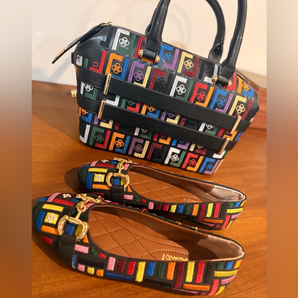 Beautiful Turkish designer handbag and matching flats set